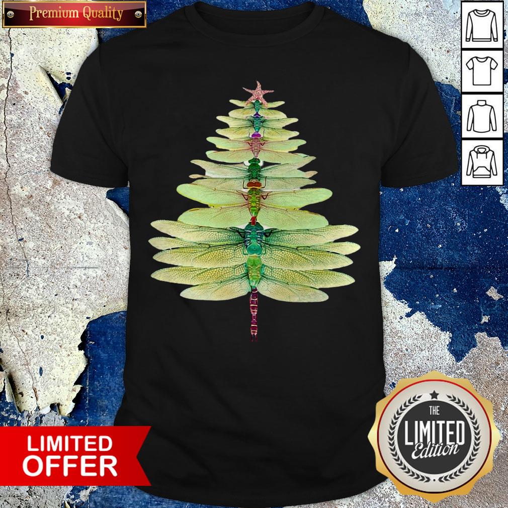 Premium Dragonfly Christmas Tree Print Shirt