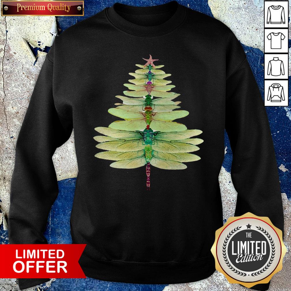 Premium Dragonfly Christmas Tree Print Shirt