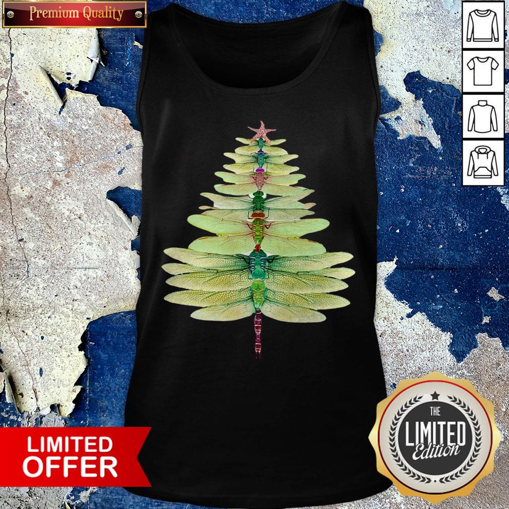 Premium Dragonfly Christmas Tree Print Shirt