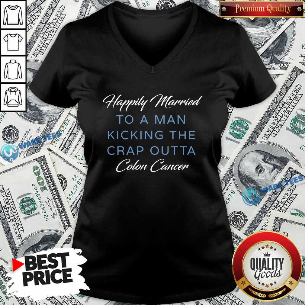 Premium Happily Married Man Kicking Colon Cancer Shirt