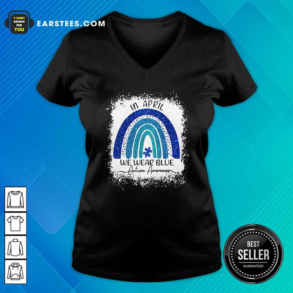 Premium In April We Wear Blue Autism Awareness Rainbow Shirt
