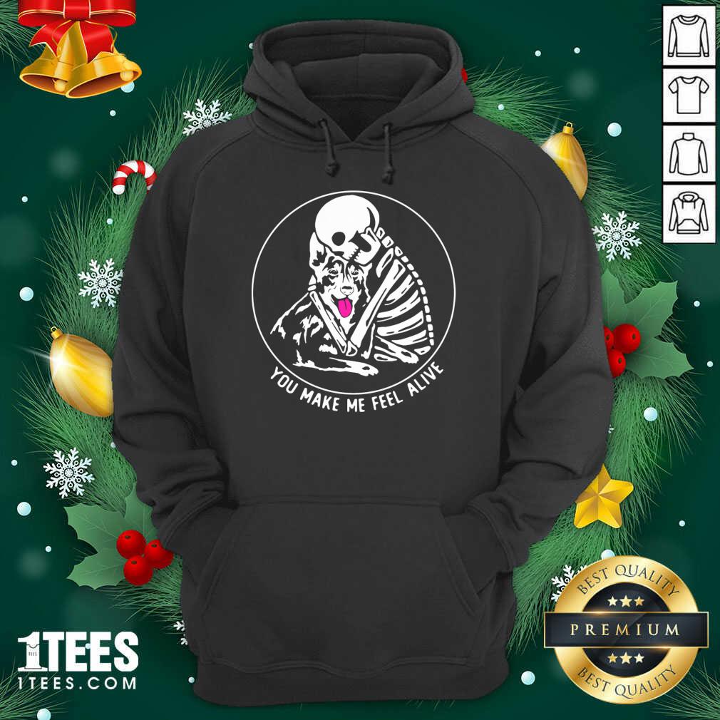Premium Skeleton Hug German Shepherd You Make Me Feel Alive Shirt