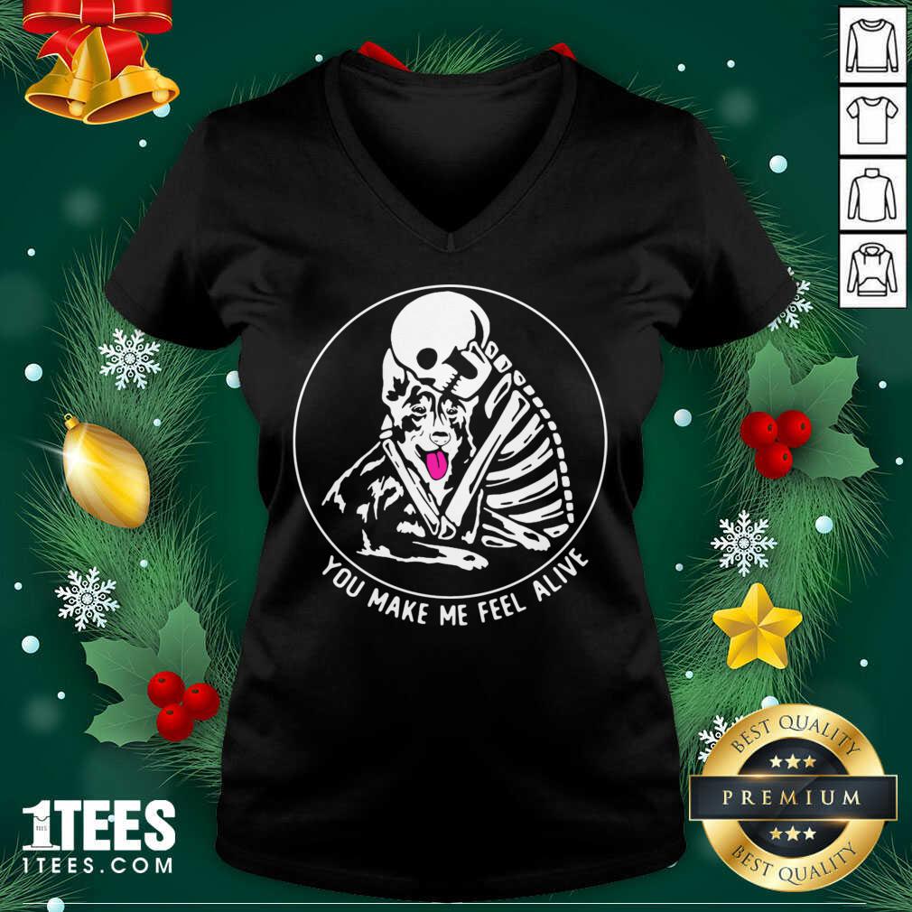 Premium Skeleton Hug German Shepherd You Make Me Feel Alive Shirt
