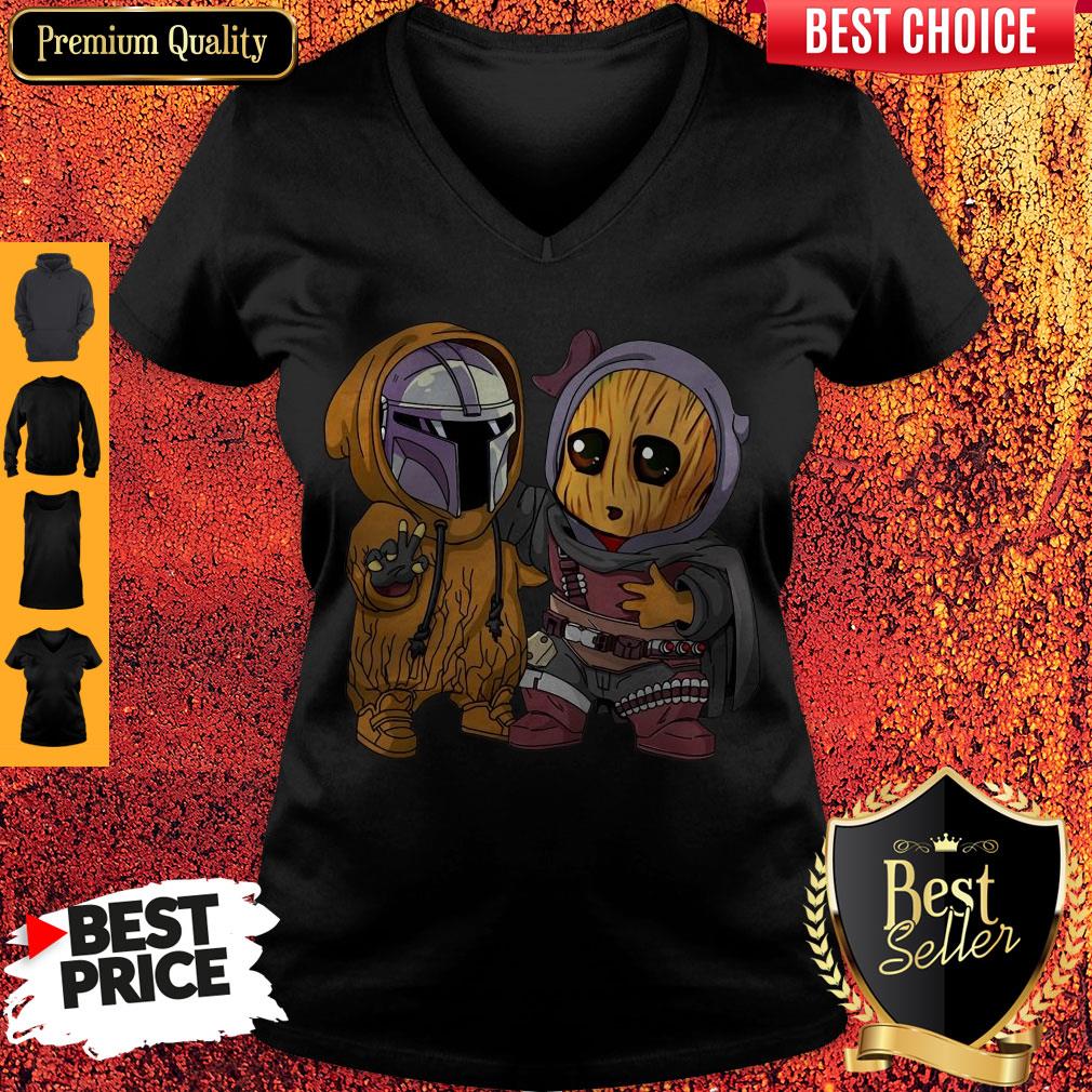 Pretty Baby Boba Fett And Baby Groot Shirt