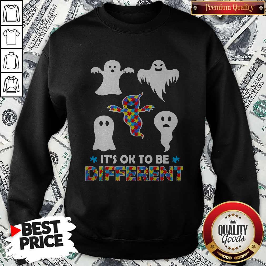 Pretty Halloween Autism Awareness Boo Ghosh It’s Ok To Be Different Shirt