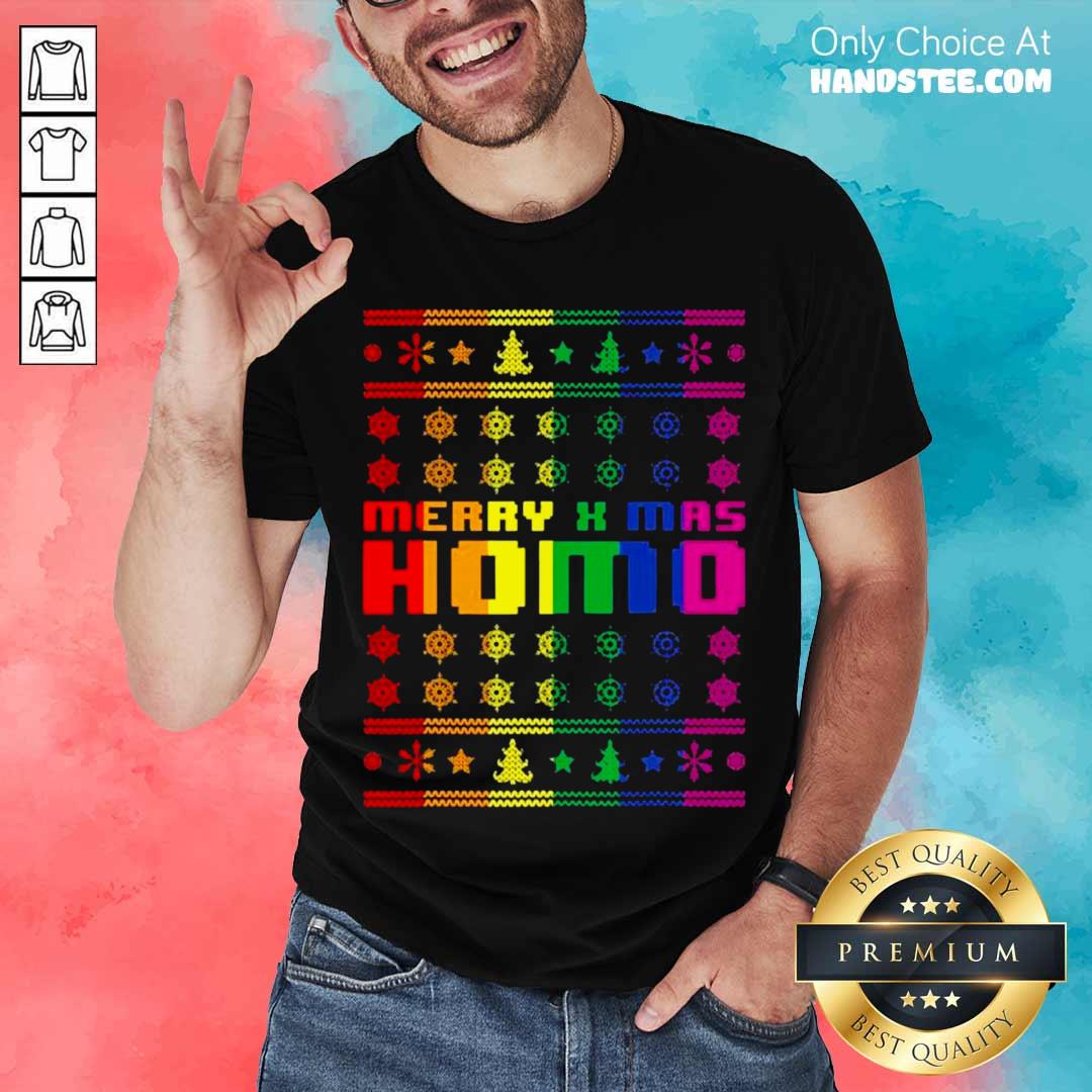 Pretty Merry X Mas Homo Rainbow Color Bisexual Homosexual Pride Shirt