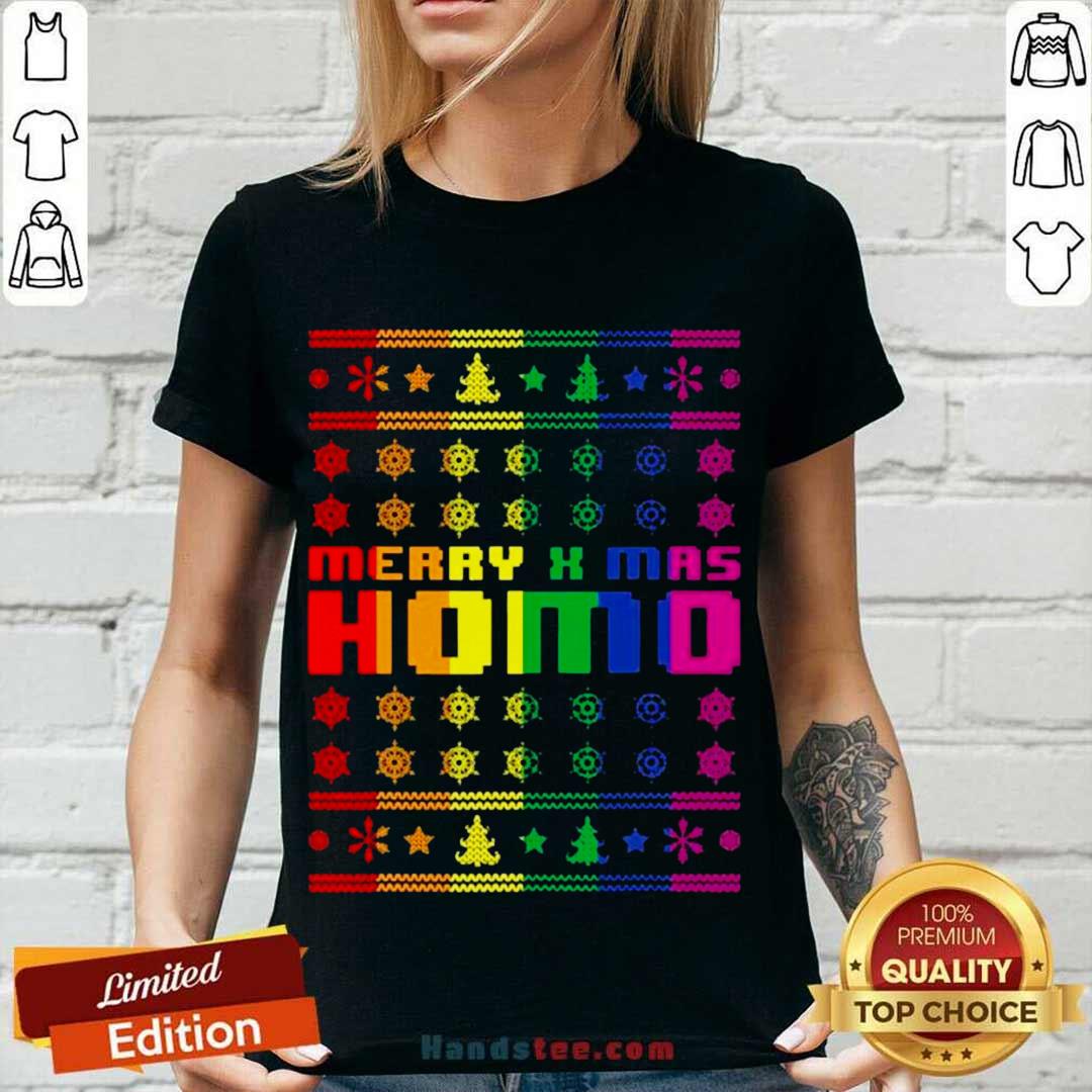 Pretty Merry X Mas Homo Rainbow Color Bisexual Homosexual Pride Shirt