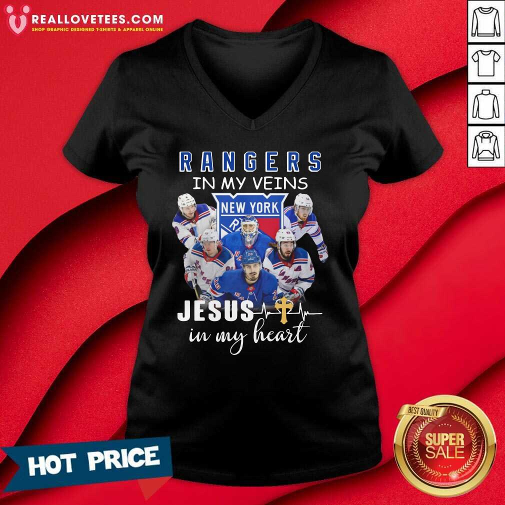 Pro The New York Rangers Team Players In My Veins Jesus In My Heart Shirt