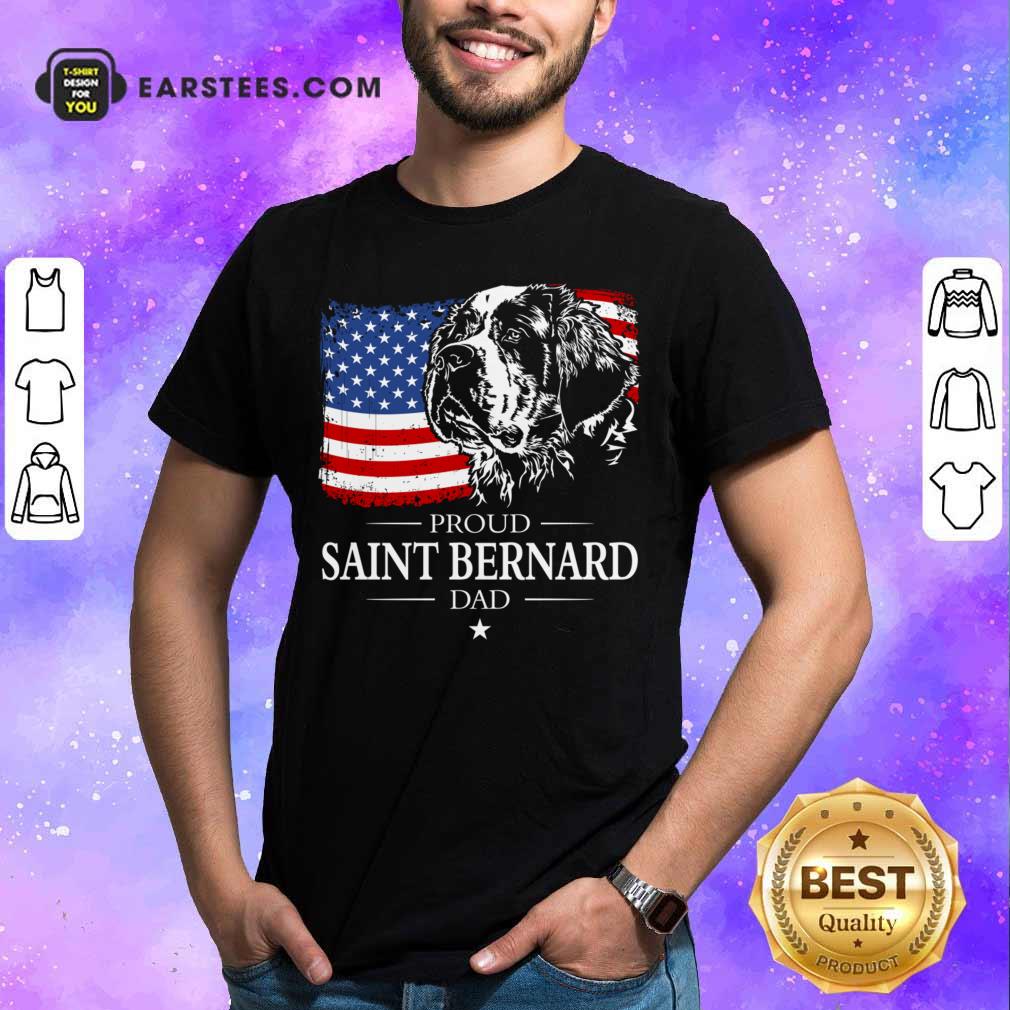 Proud Saint Bernard Dad American Flag 4th Of July Shirt