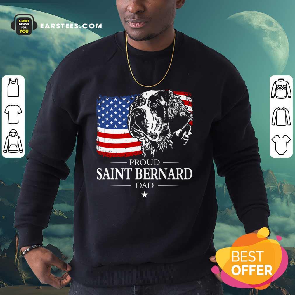 Proud Saint Bernard Dad American Flag 4th Of July Shirt