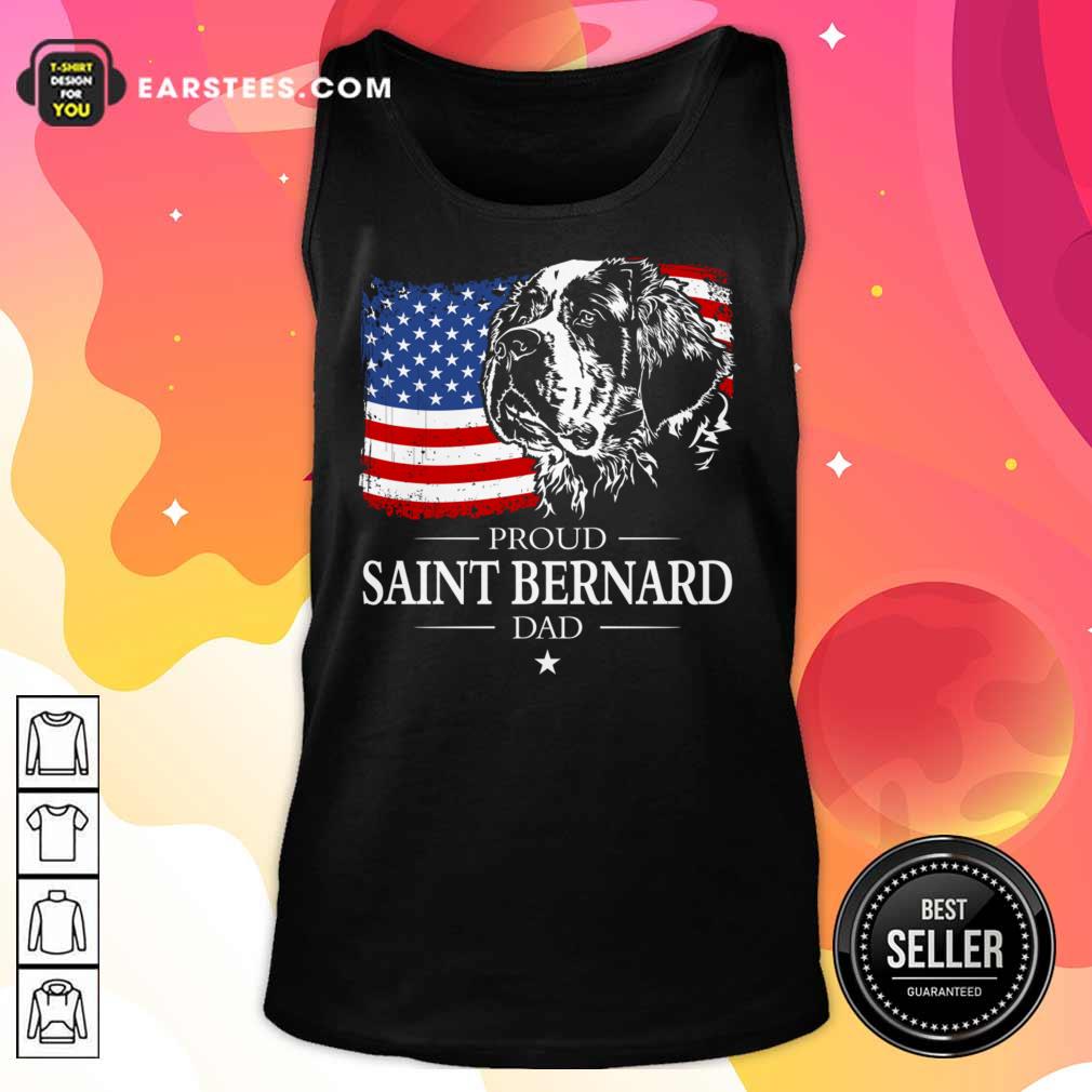 Proud Saint Bernard Dad American Flag 4th Of July Shirt
