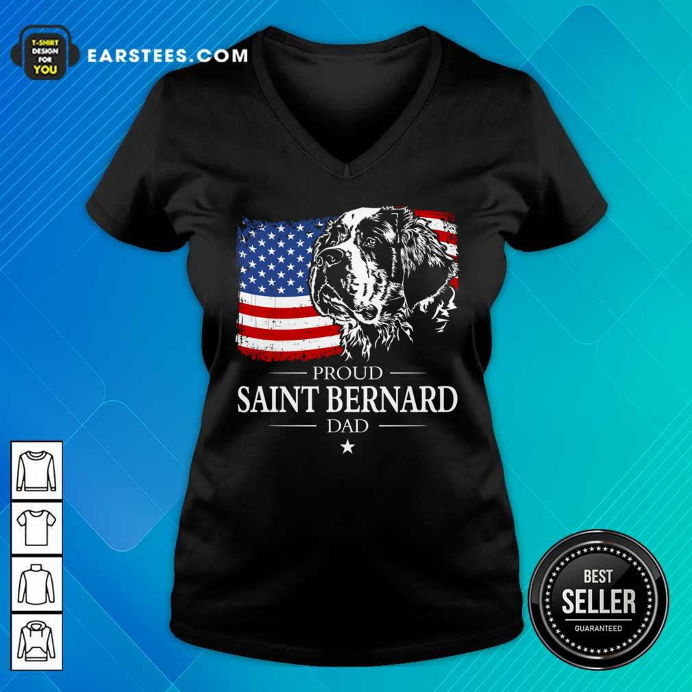 Proud Saint Bernard Dad American Flag 4th Of July Shirt