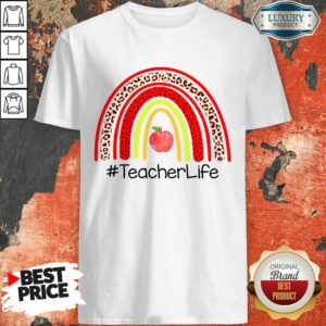 Teacher Life Rainbow Apple Leopard Shirt