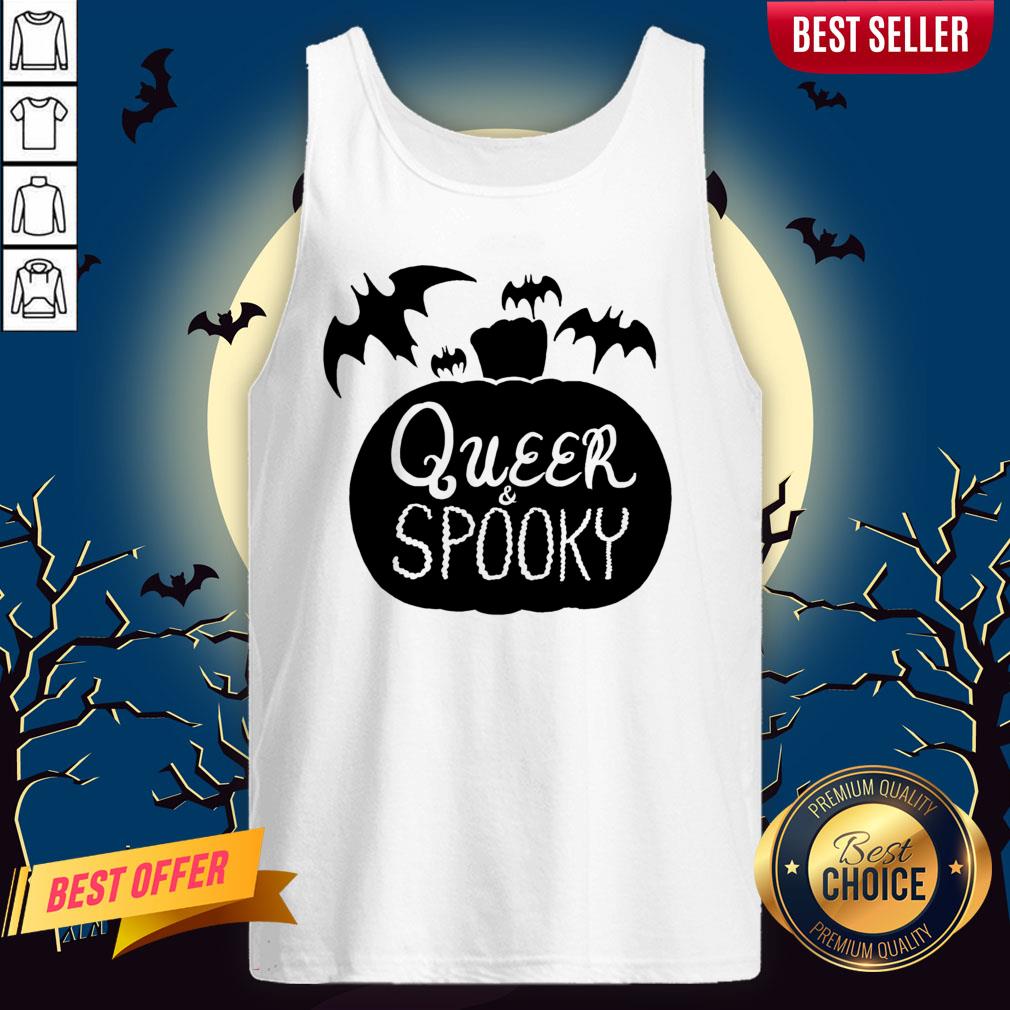 Queer And Spooky Pumpkin Bats Halloween Shirt