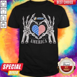 Swift Logo America USA Forever Skeleton Skull Bones Hand Shirt