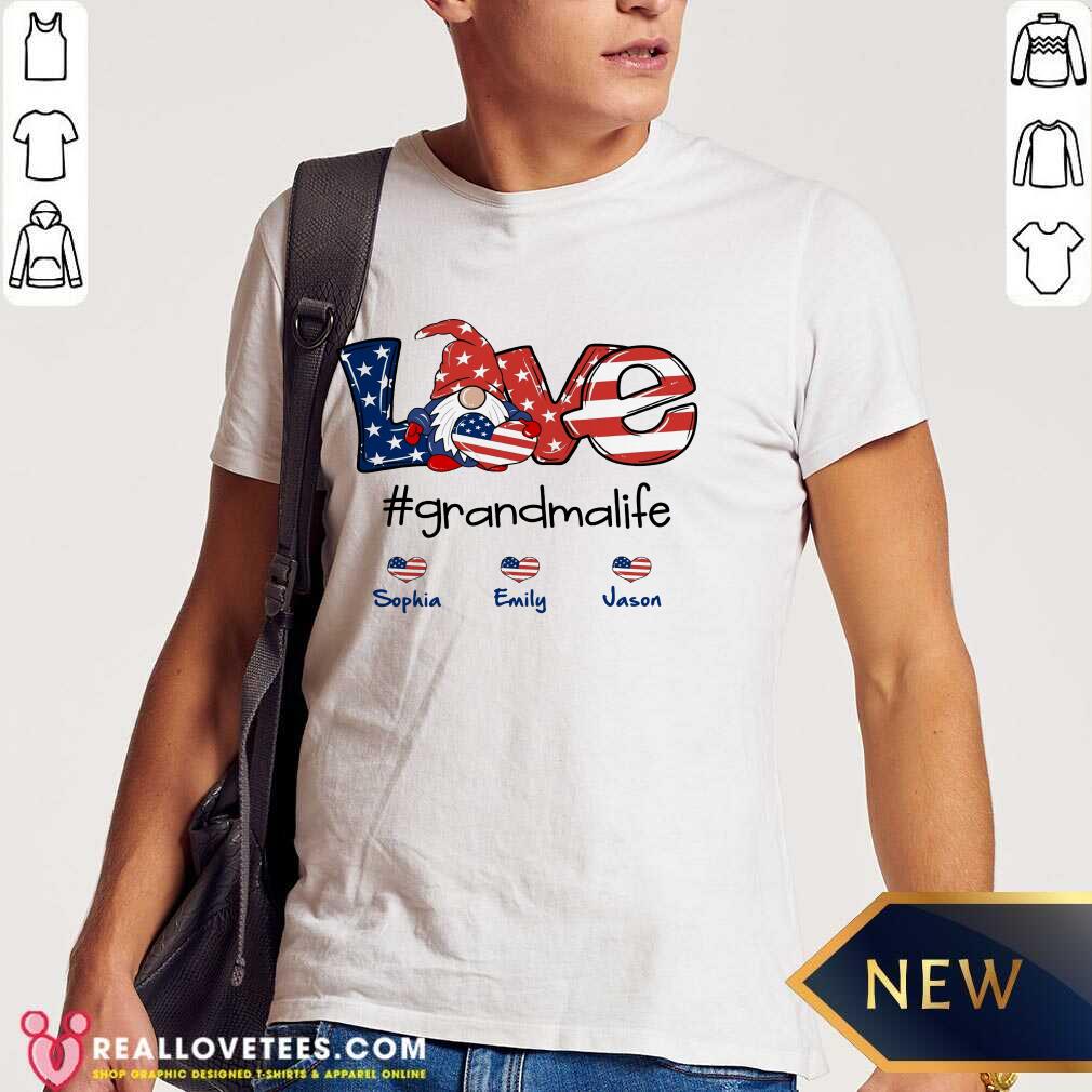 Shorty Love Grandma Life Heart Sophia Emily Jason American Flag Shirt