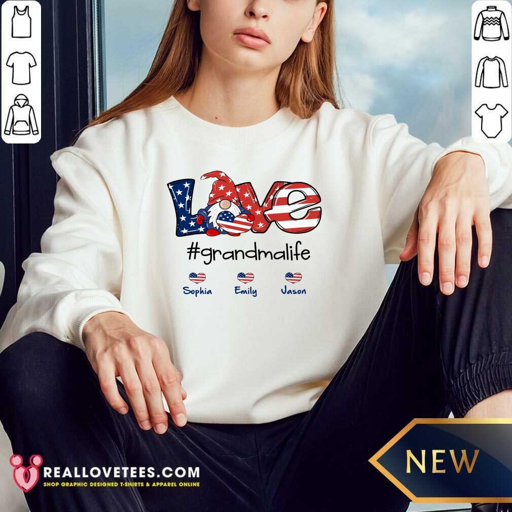 Shorty Love Grandma Life Heart Sophia Emily Jason American Flag Shirt