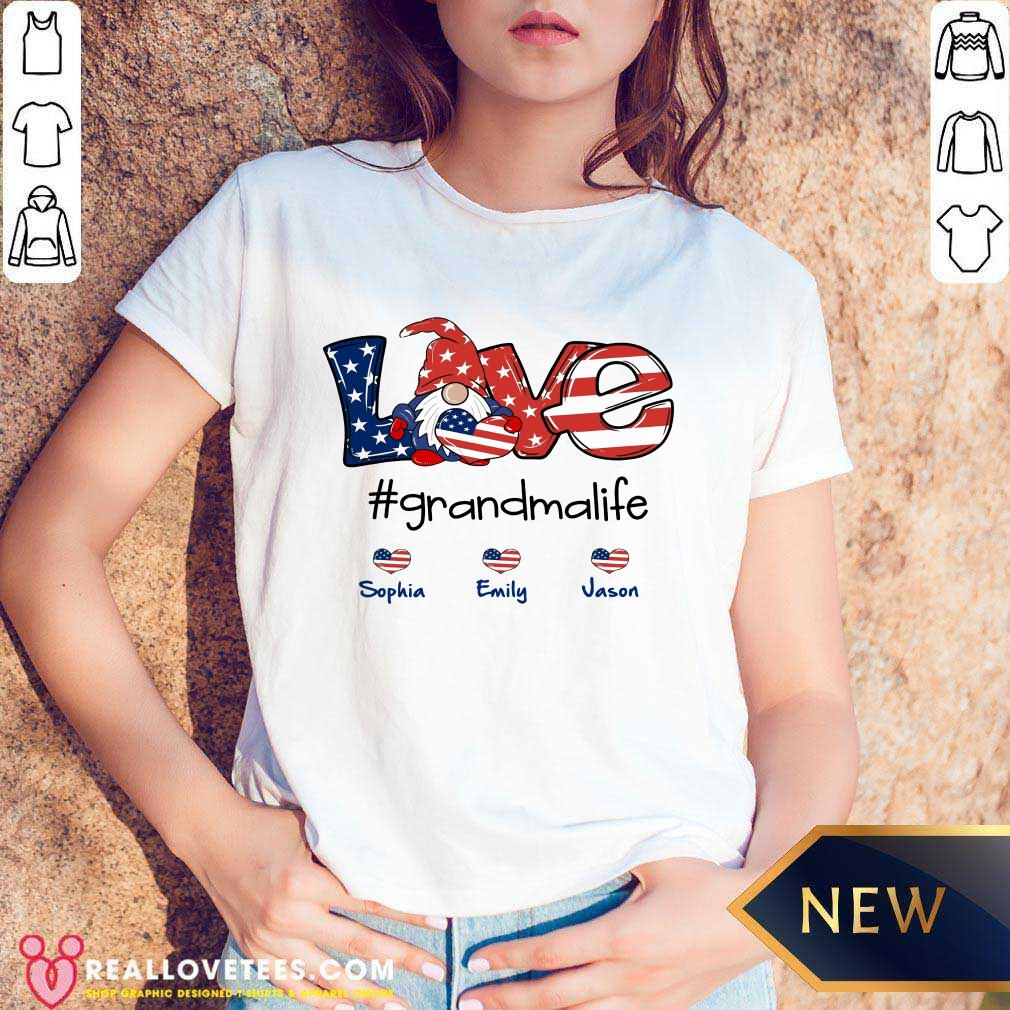Shorty Love Grandma Life Heart Sophia Emily Jason American Flag Shirt