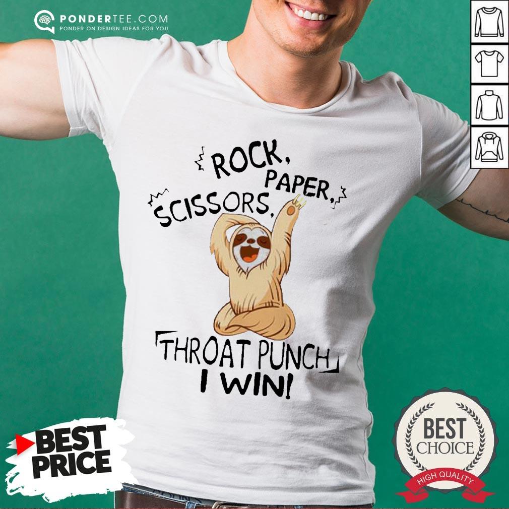 Sloth Rock Scissors Paper Throat Punch I Win Shirt