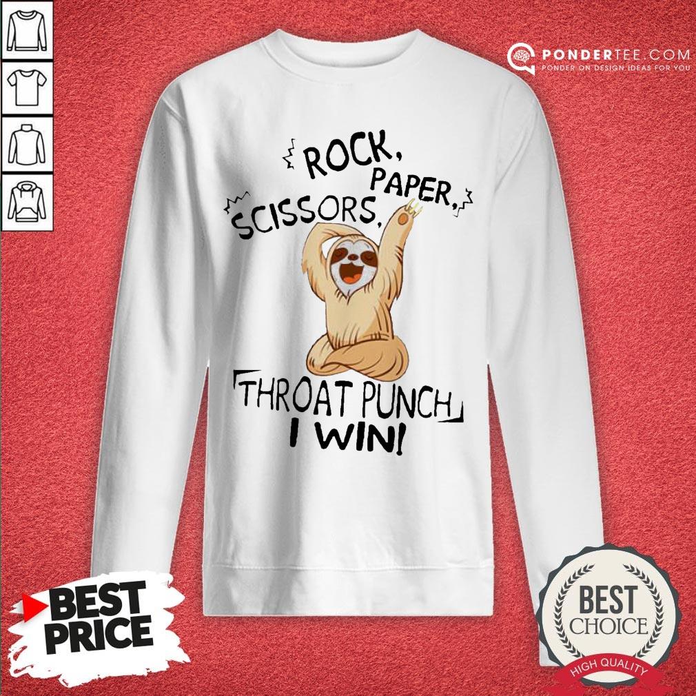 Sloth Rock Scissors Paper Throat Punch I Win Shirt