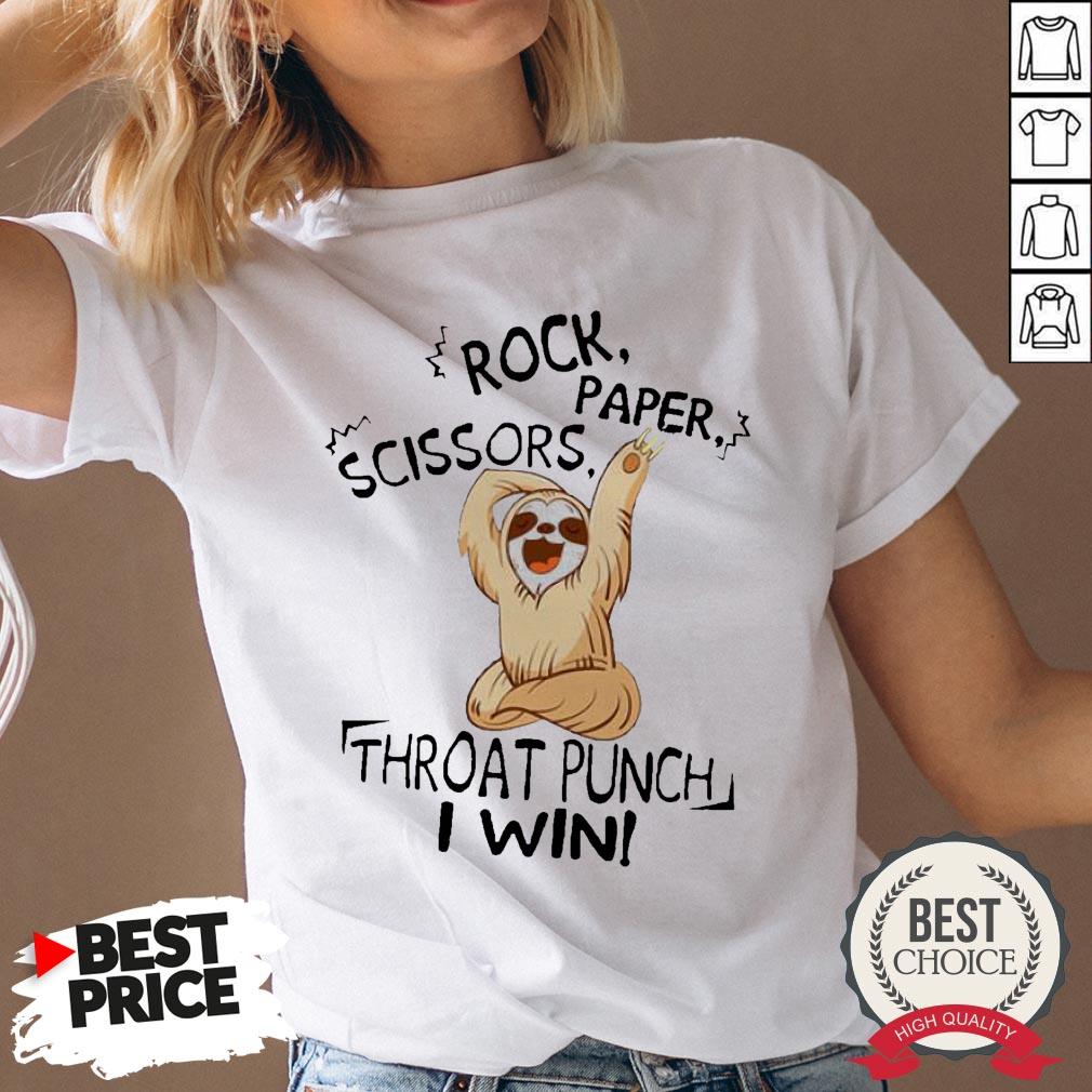 Sloth Rock Scissors Paper Throat Punch I Win Shirt