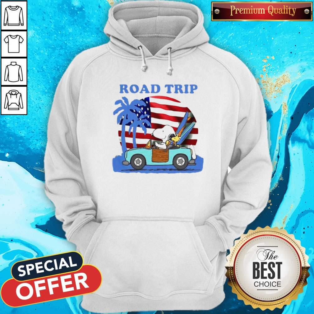 Snoopy And Woodstock Riding Car Road Trip American Flag Independence Day Shirt