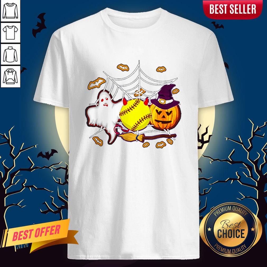 Softball Pumpkin Ghost Halloween Lover Shirt