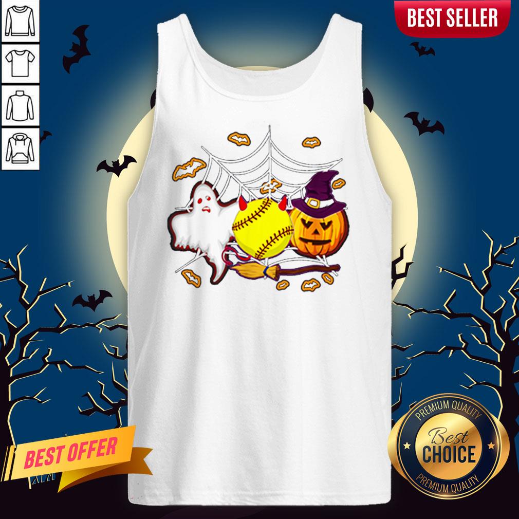 Softball Pumpkin Ghost Halloween Lover Shirt