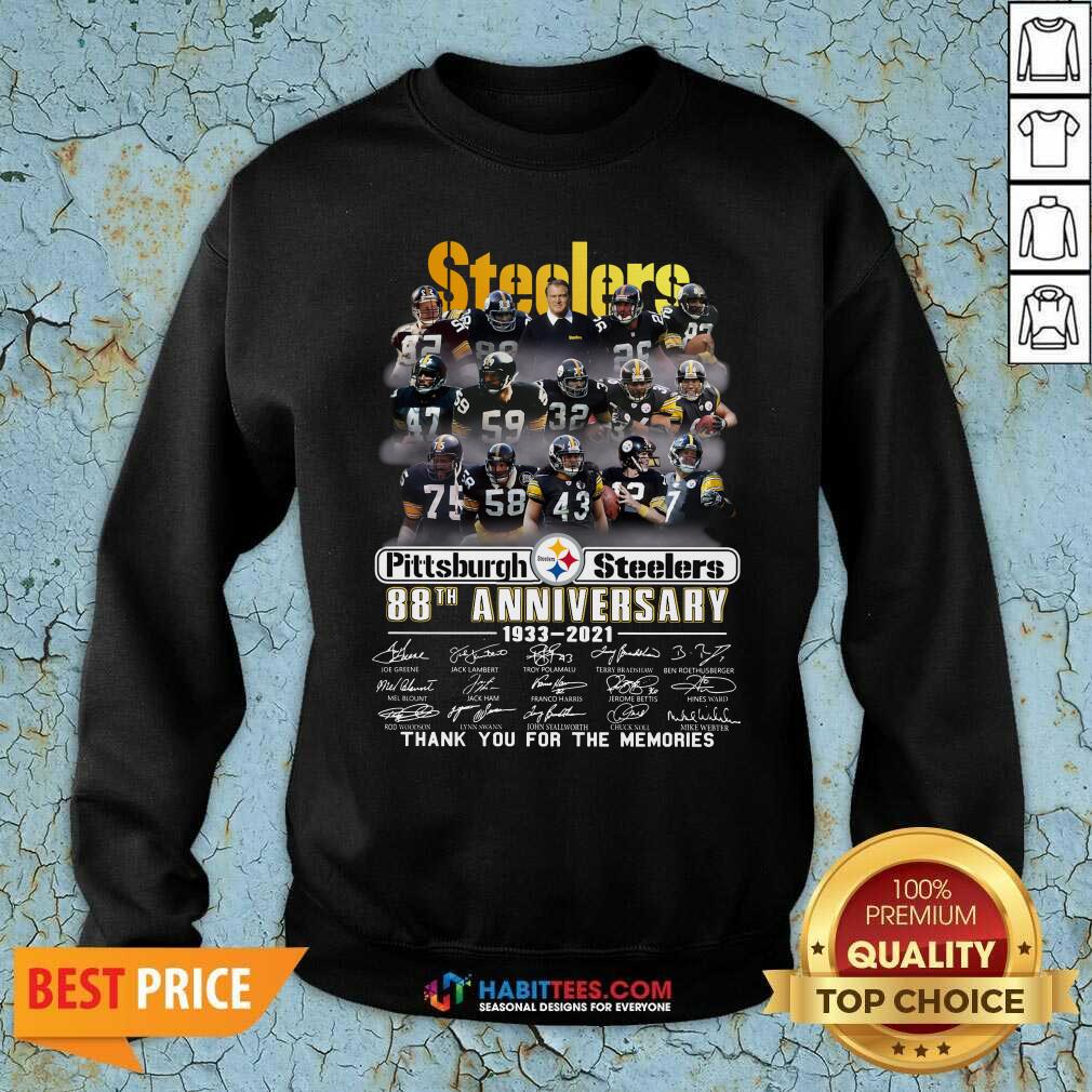 Steelers Pottsburgh 88th Anniversary 1933-2021 Thank You For The Memories Shirt