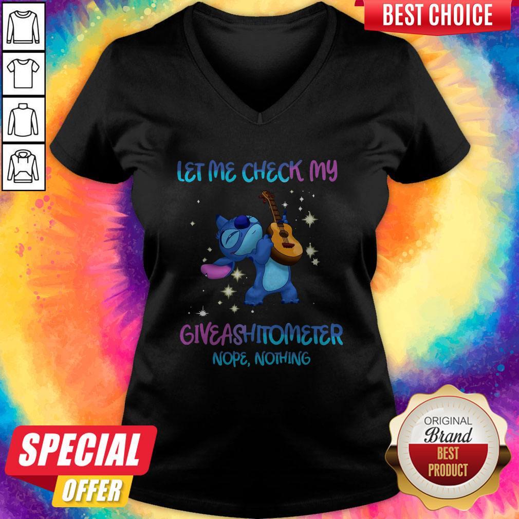 Stitch Play Guitar Let Me Check My Giveashitometer Nope Nothing Shirt