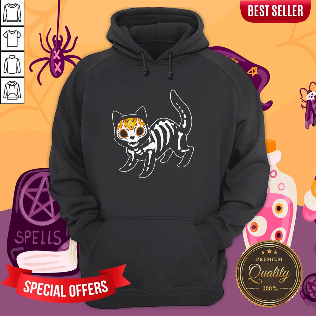 Sugar Black Cat Halloween Day Dead Dia De Muertos Shirt