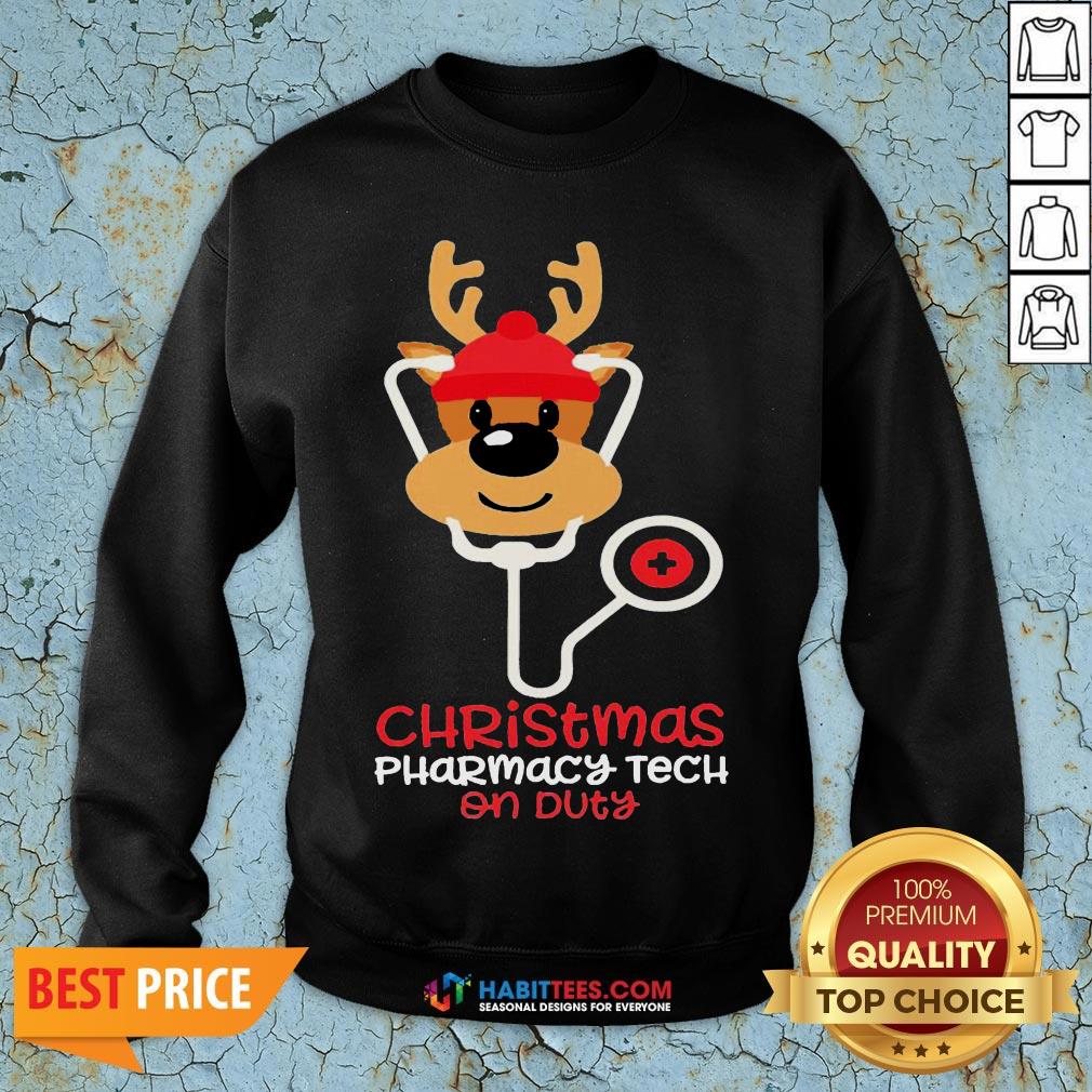 Super Christmas Pharmacy Tech On Duty Reindeer Nurse Shirt