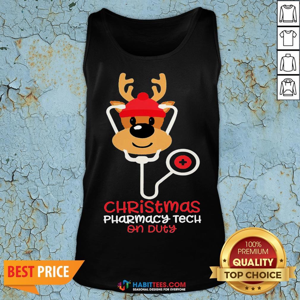 Super Christmas Pharmacy Tech On Duty Reindeer Nurse Shirt