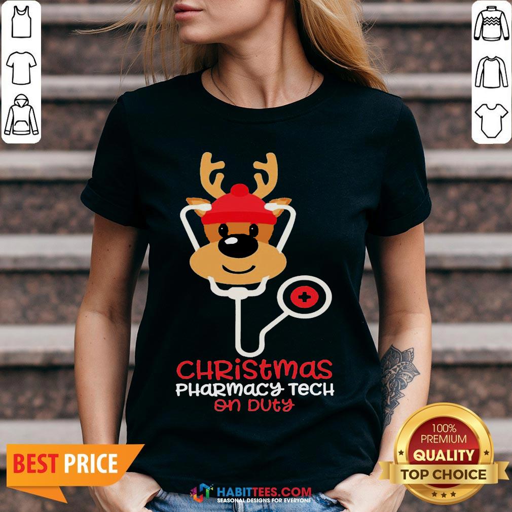 Super Christmas Pharmacy Tech On Duty Reindeer Nurse Shirt
