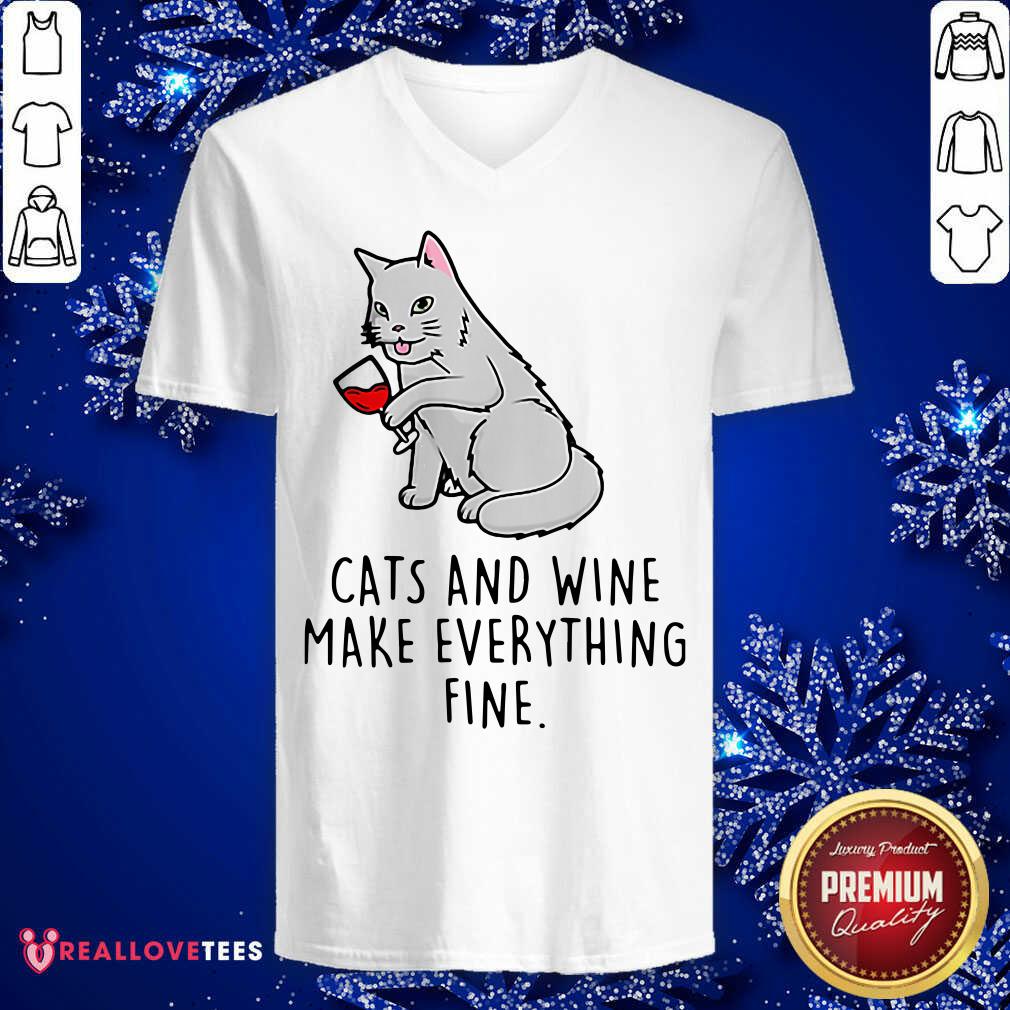 Sweet Cats And Wine Make Everything Fine Shirt