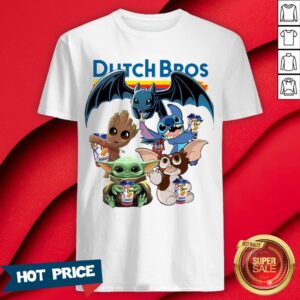 Dutch Bros Coffee Baby Yoda Groot Stitch Toothless And Gremlins Shirt