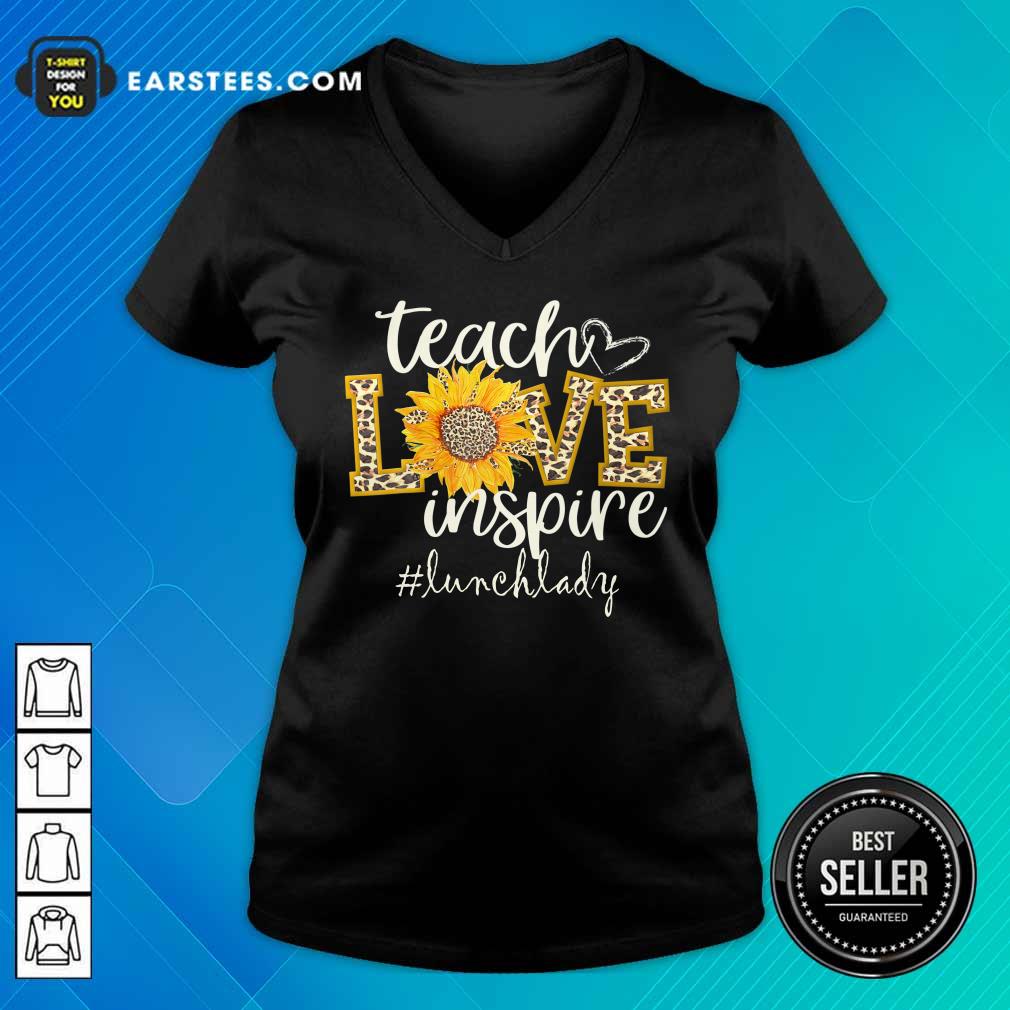Teach Love Inspire Cute Sunflower Leopard Lunch Lady Shirt