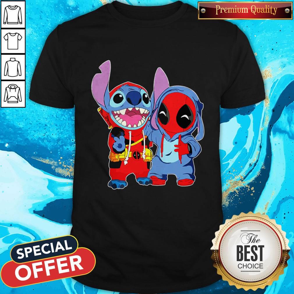 Top Baby Deadpool And Baby Stitch Shirt