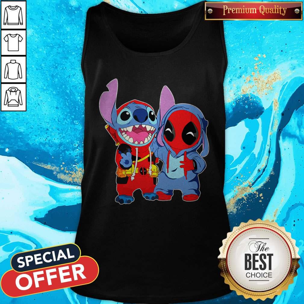 Top Baby Deadpool And Baby Stitch Shirt