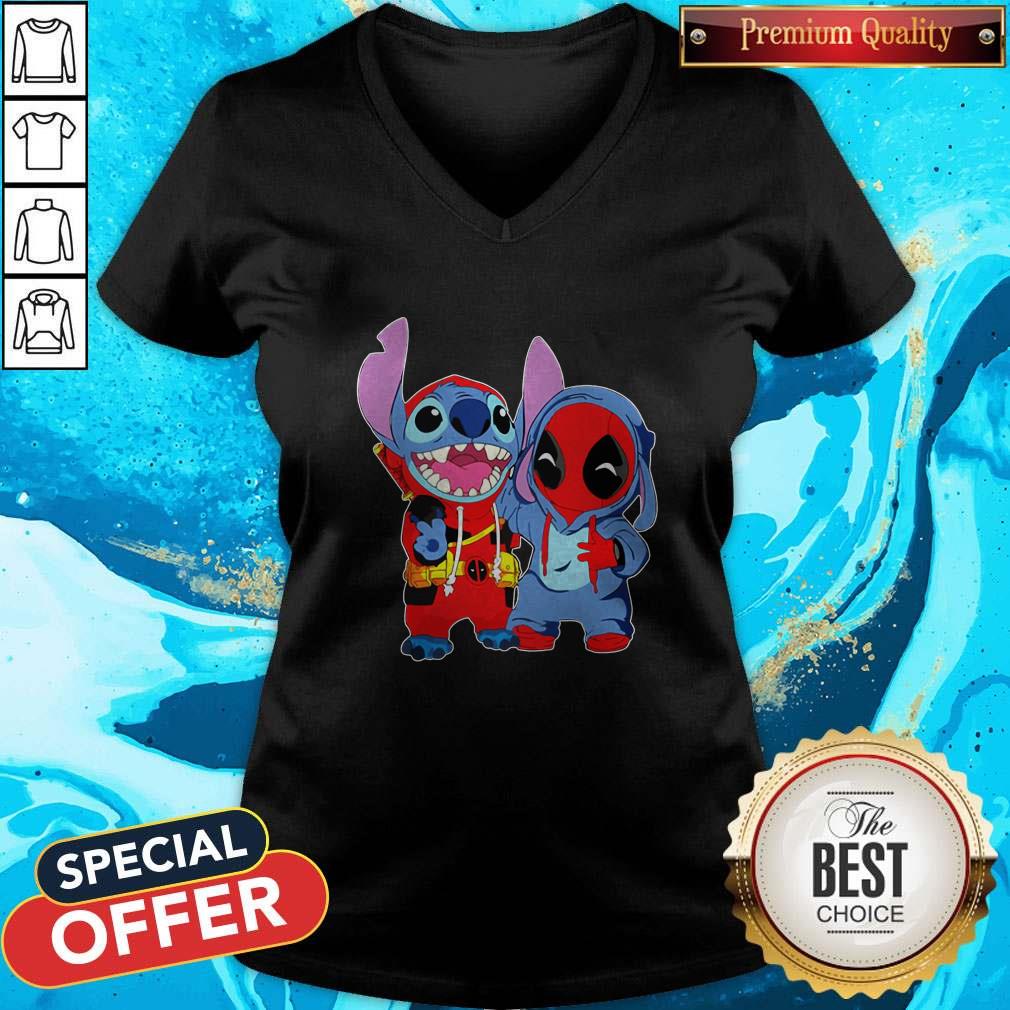 Top Baby Deadpool And Baby Stitch Shirt