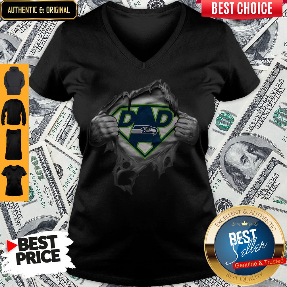 Top Blood Inside Me Dad Seattle Seahawks Logo Shirt
