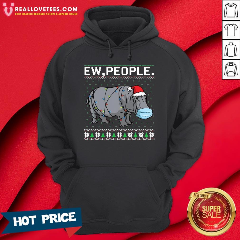 Top Ew People Hippo Wearing Mask Christmas Shirt