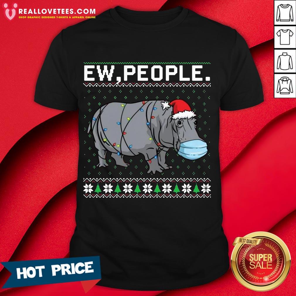 Top Ew People Hippo Wearing Mask Christmas Shirt