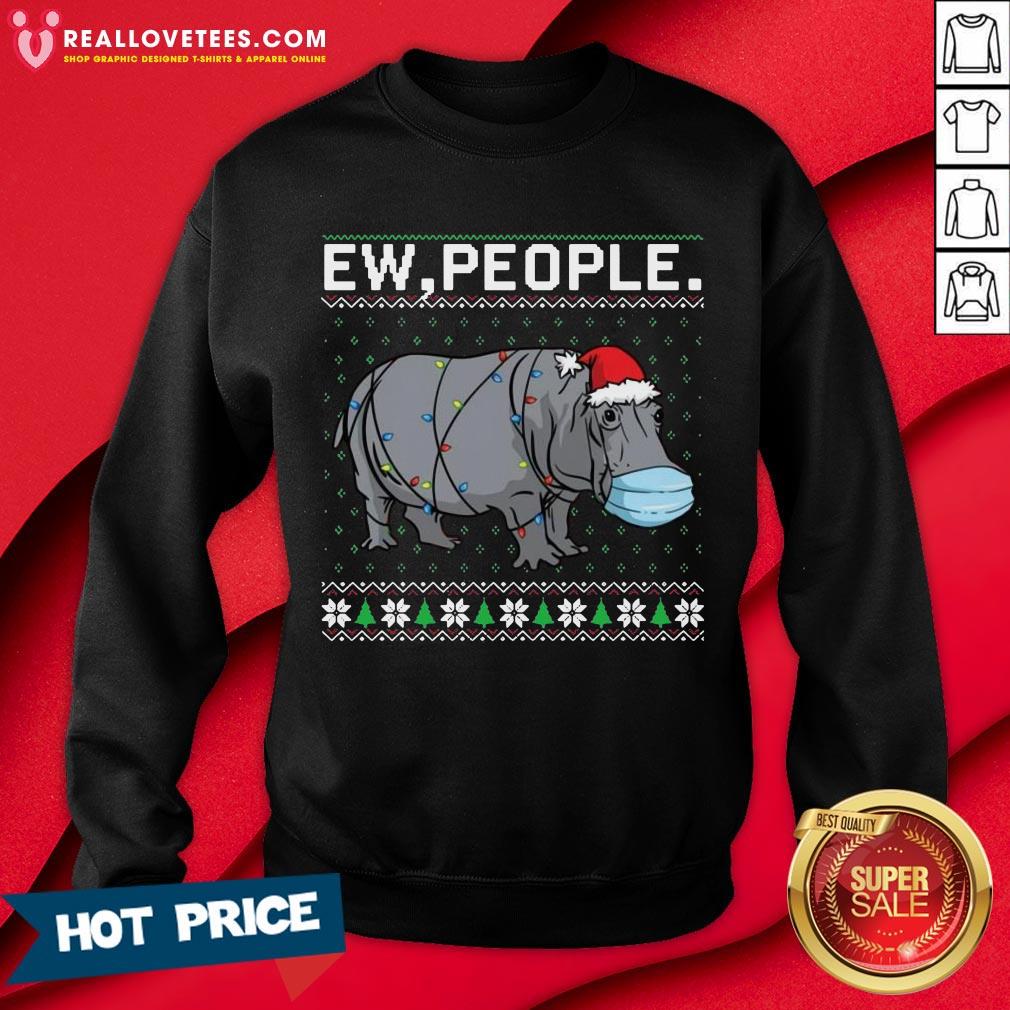 Top Ew People Hippo Wearing Mask Christmas Shirt
