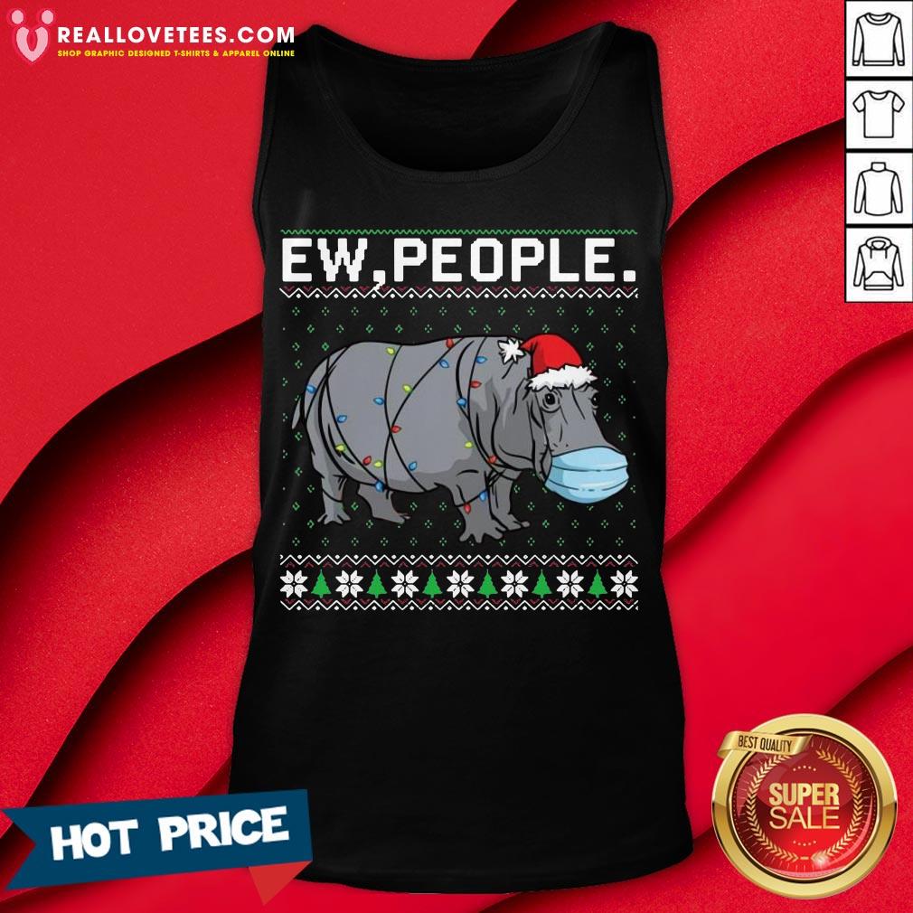 Top Ew People Hippo Wearing Mask Christmas Shirt