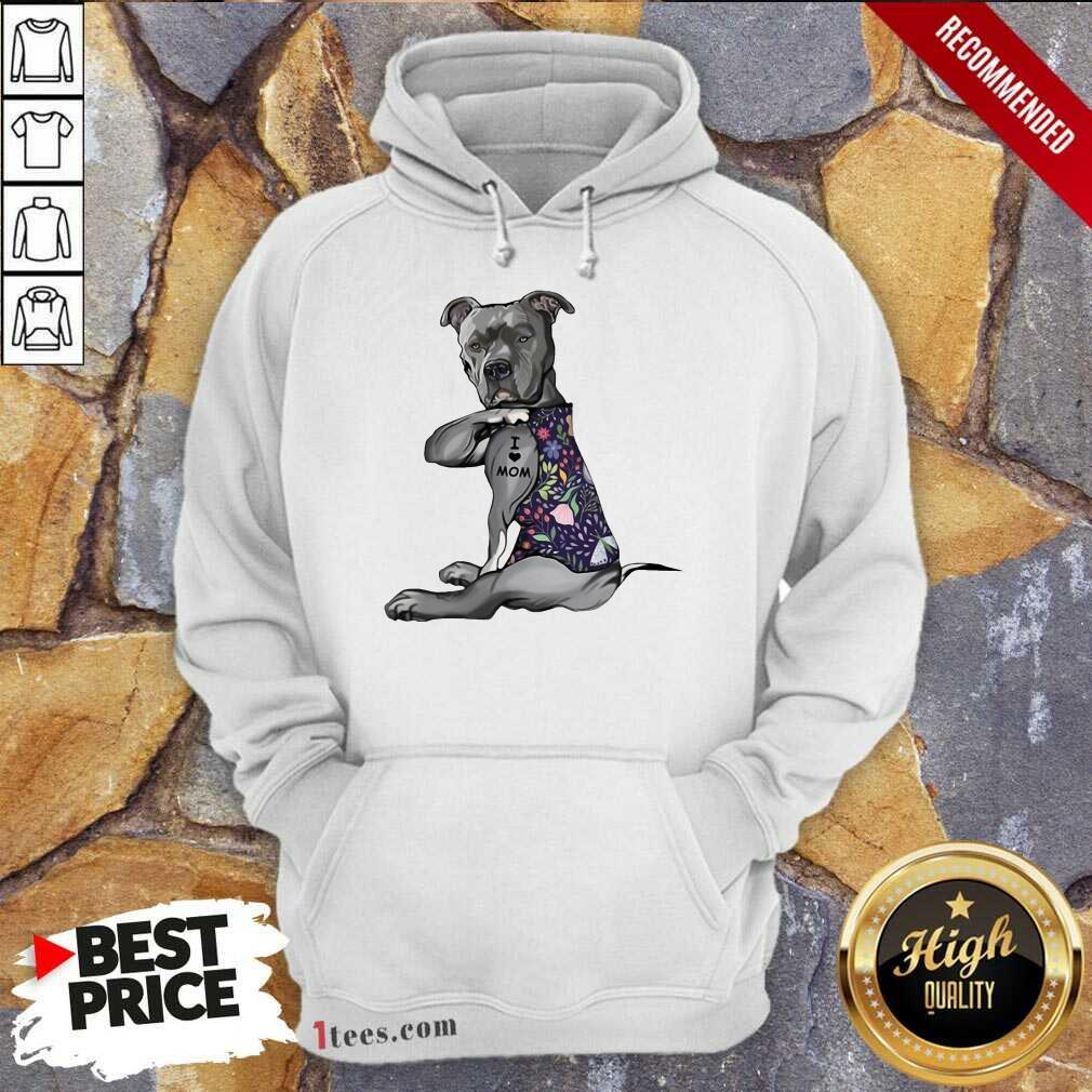 Top Pitbull Tattoo I Love Mom Flower 45 Shirt