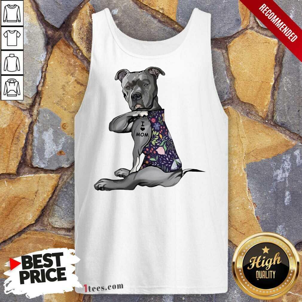 Top Pitbull Tattoo I Love Mom Flower 45 Shirt