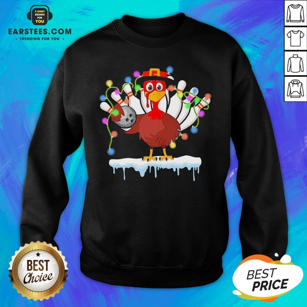 Top Turkey Playing Bolling Happy Light Christmas Shirt