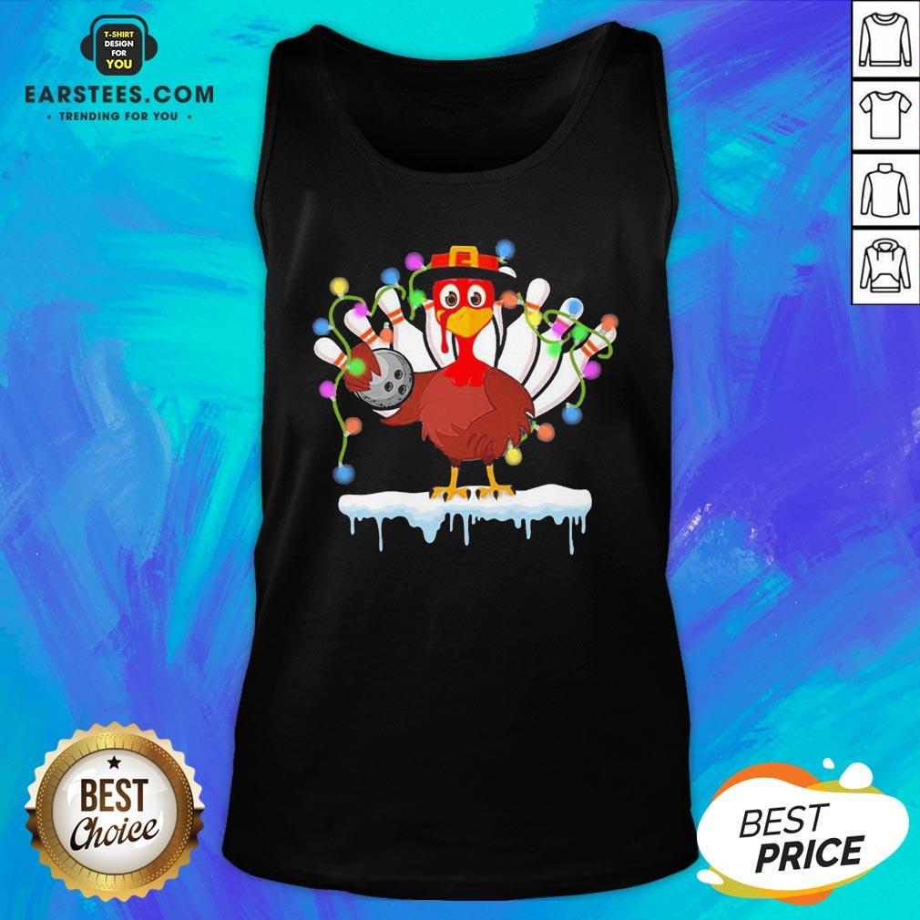 Top Turkey Playing Bolling Happy Light Christmas Shirt