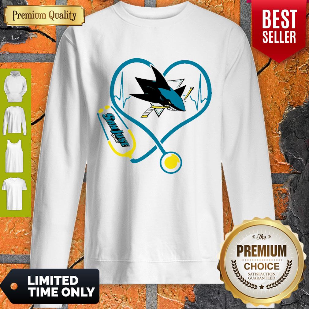 Good San Jose Sharks Nurse Heart Stethoscope Heartbeat Shirt